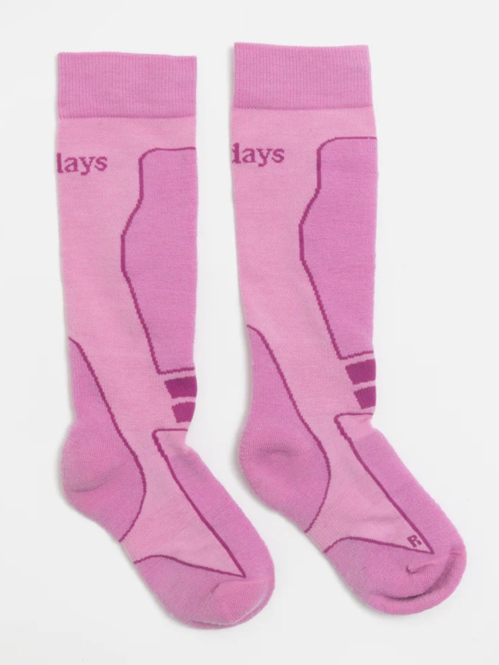 Halfdays Light Cushion Ski Sock Merino Wool Blend Peony Pink M/L